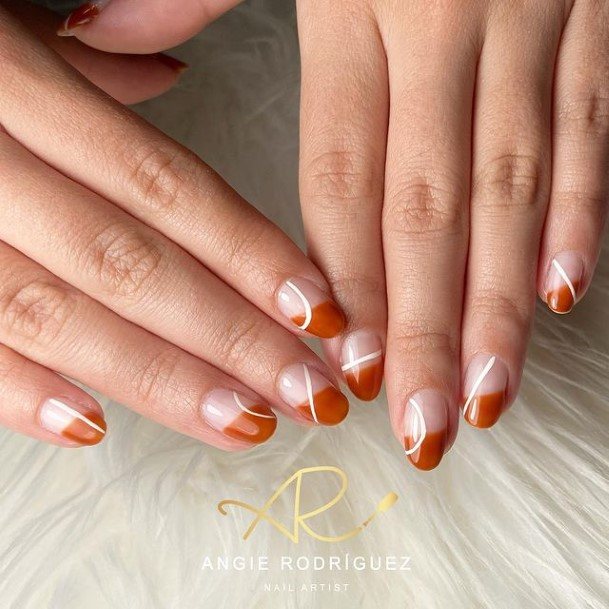 Womens Nail Ideas With Orange French Tip Design