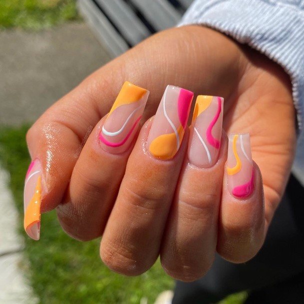 Womens Nail Ideas With Peach And Pink Design