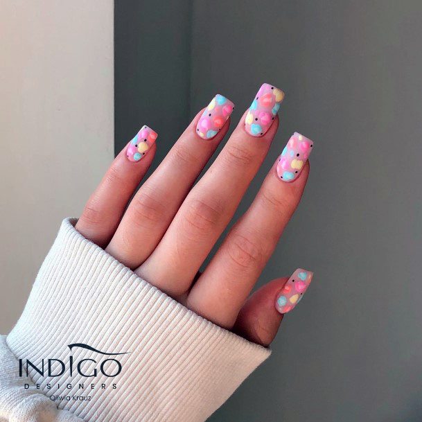 Womens Nail Ideas With Pink And Blue Design