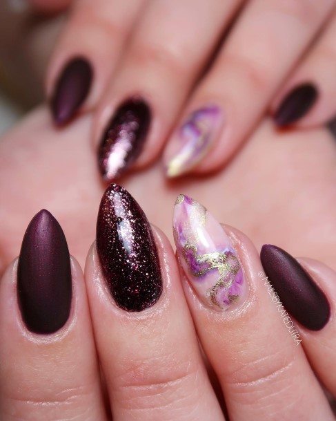 Womens Nail Ideas With Plum Design