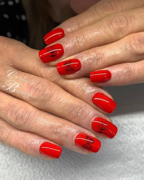 Womens Nail Ideas With Red And Black Design