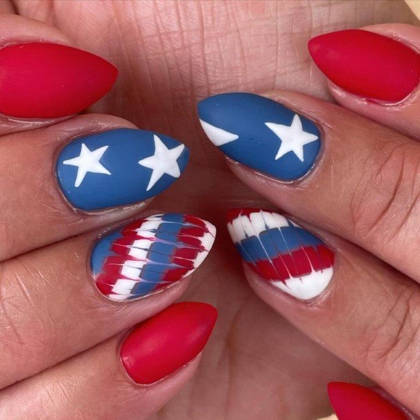 Womens Nail Ideas With Red And Blue Design
