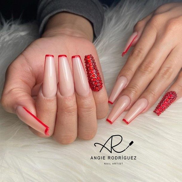 Womens Nail Ideas With Red French Tip Design