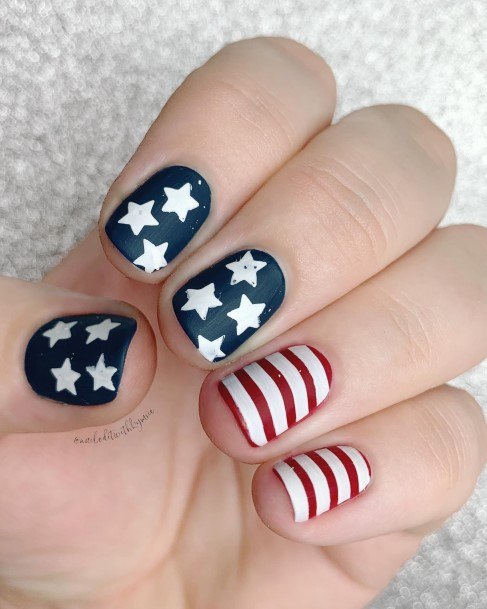 Womens Nail Ideas With Red White And Blue Design