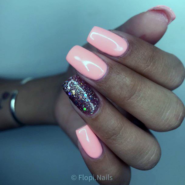 Womens Nail Ideas With Salmon Design