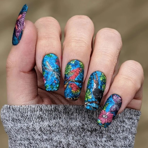 Womens Nail Ideas With Stained Glass Design