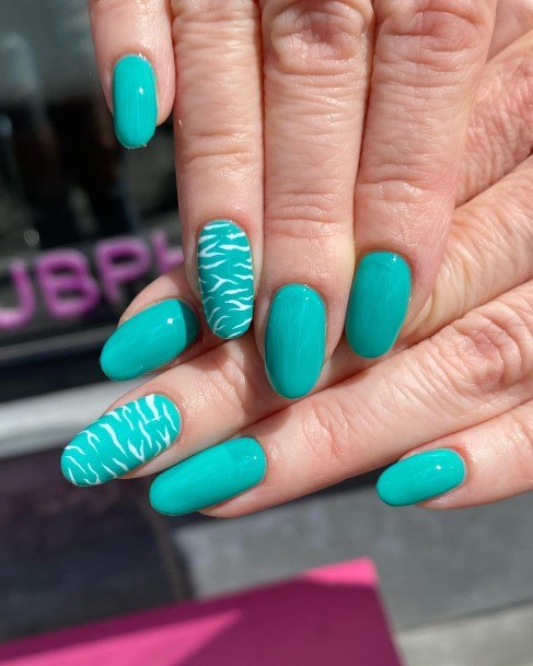 Womens Nail Ideas With Turquoise Ombre Design