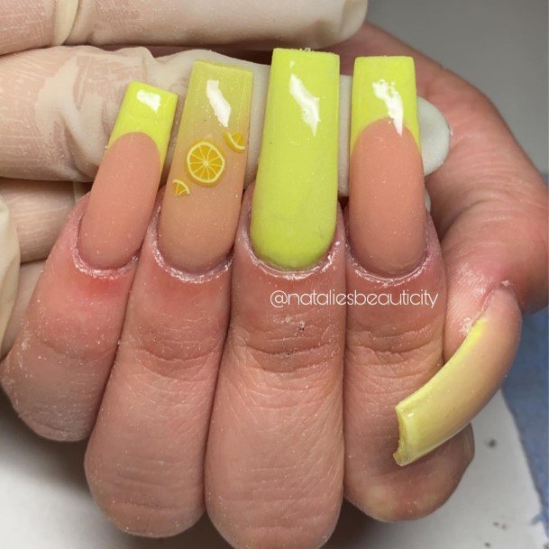 Womens Nail Ideas With Yellow French Tip Design