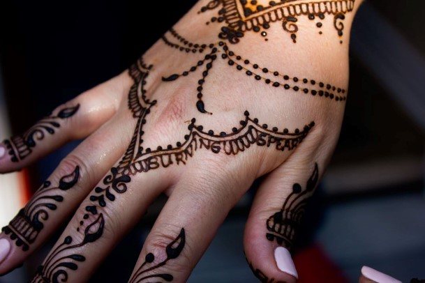 Womens Natural Henna Tattoo Hands