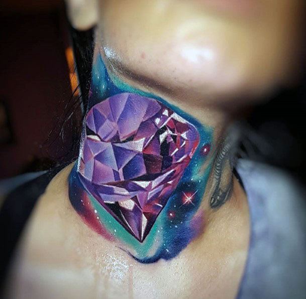 Womens Neck 3D Diamond Tattoo