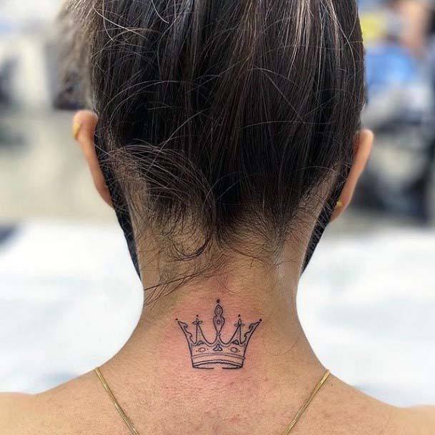 Womens Neck Back Crown Tattoo