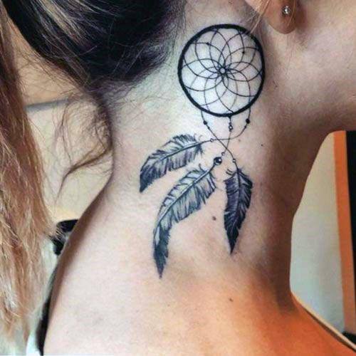 Womens Neck Dream Catcher Tattoo