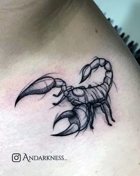 Womens Neck Hideous Scorpion Tattoo