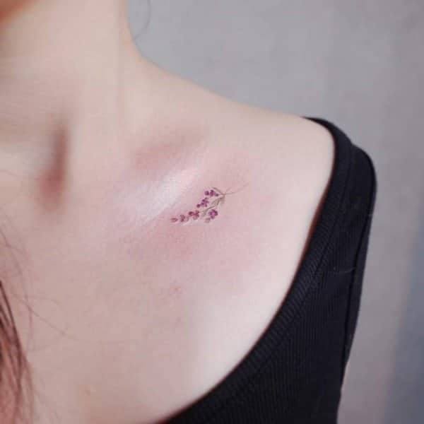 Womens Neck Small Blossom Tattoo