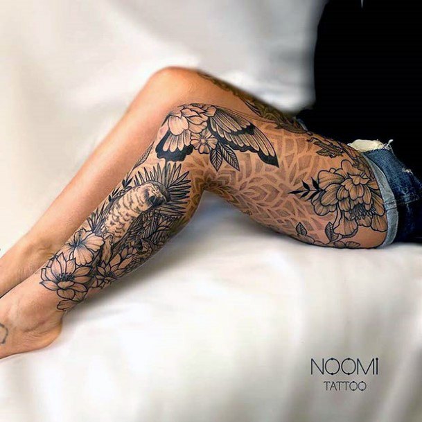 Womens Netted Dark Tattoo Legs