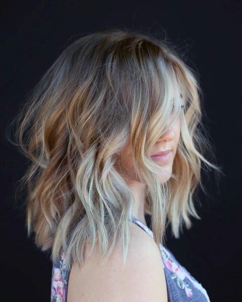 Womens Nice Brownish Blonde Lob Lighter At The Ends Trendy