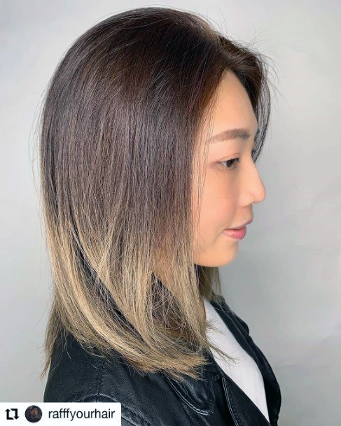 Womens Ombre Asian Straight Hairstyle