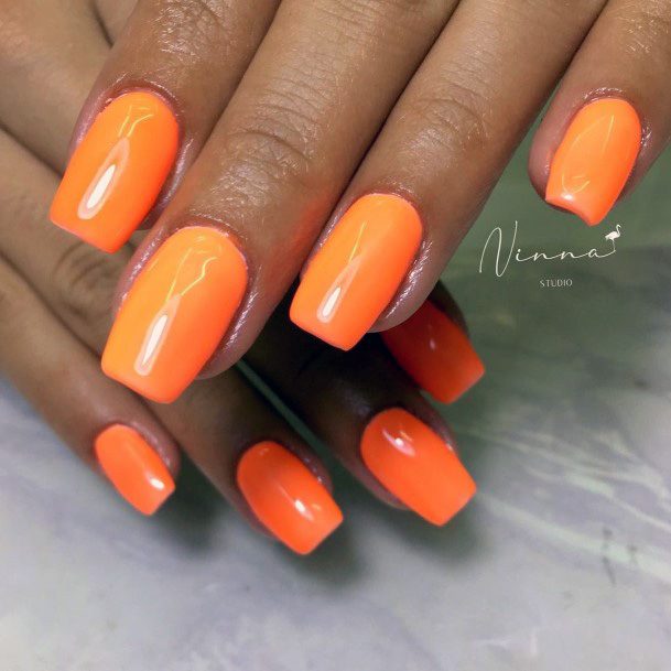 Womens Orange Dress Nail Design Ideas