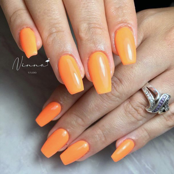 Womens Orange Dress Nail Ideas