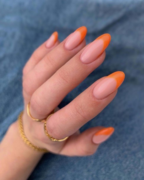 Womens Orange French Tip Nail Ideas