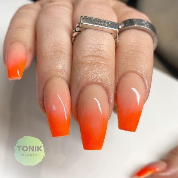 Womens Orange Ombre Girly Nail Designs