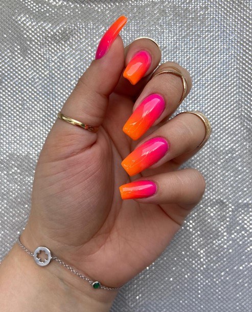 Womens Orange Ombre Good Looking Nails