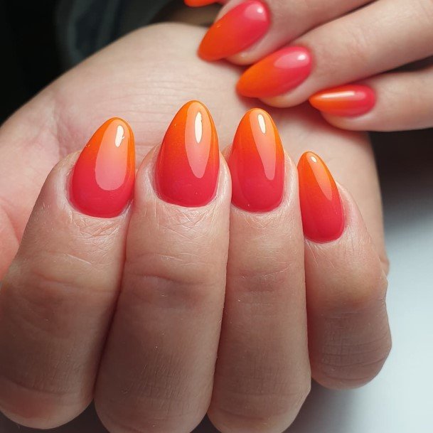 Womens Orange Ombre Nails