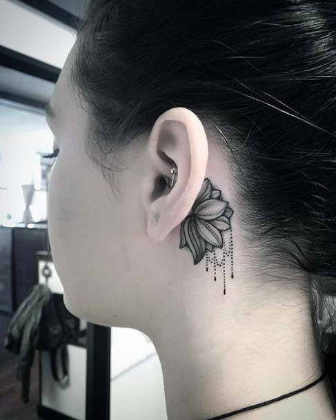 Womens Outstanding Behind The Ears Tattoo