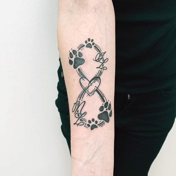 Womens Paw Prints Infinity Tattoo On Hands
