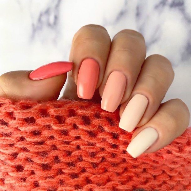 Womens Peach And Pink Good Looking Nails