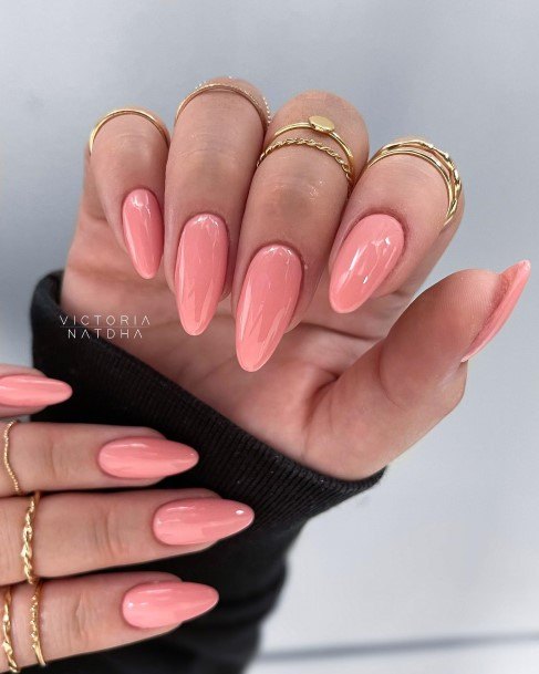 Womens Peach And Pink Nail Ideas