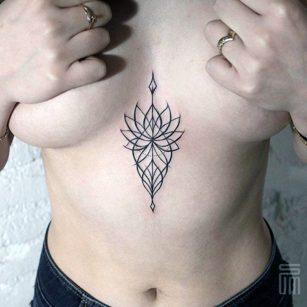 Womens Petal Art Underboob Tattoo