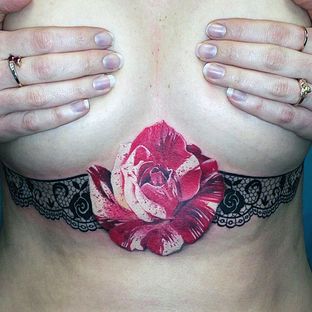 Womens Pink Cream Tattoo Underboob