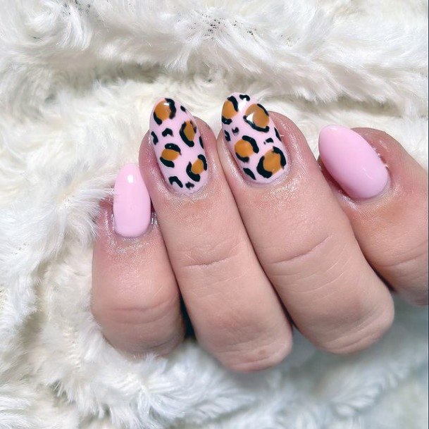 Womens Pink Leopard Nails