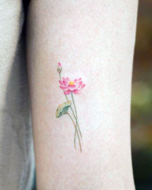 Womens Pink Lotus Tattoo Cute