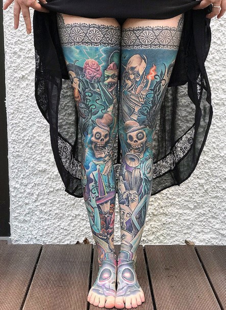 Womens Pirated Sea Tattoo Leg