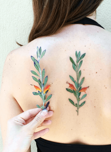 Womens Plant Spine Tattoo