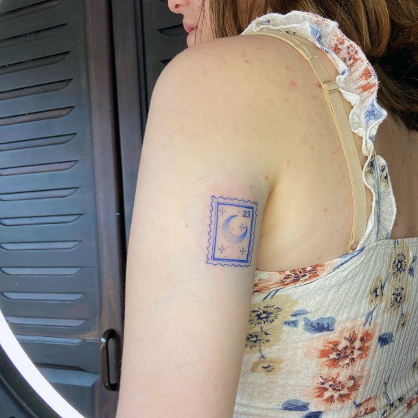 Womens Postage Stamp Tattoo Design Ideas