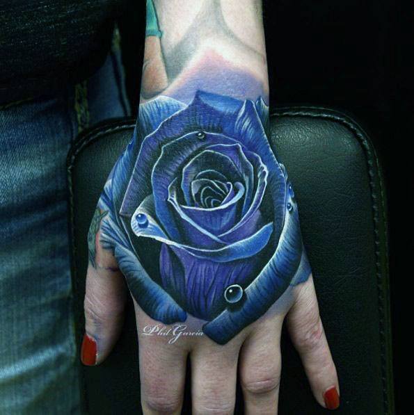 Womens Purple Rose 3D Tattoo Hands