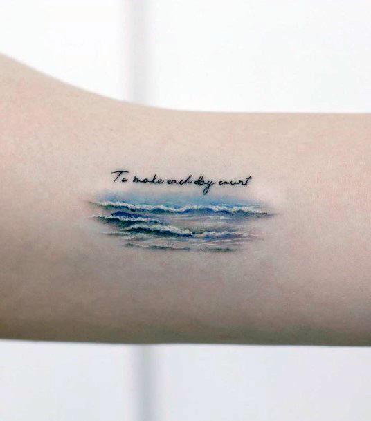 Womens Quote Tattoo With Beach Waves Cute