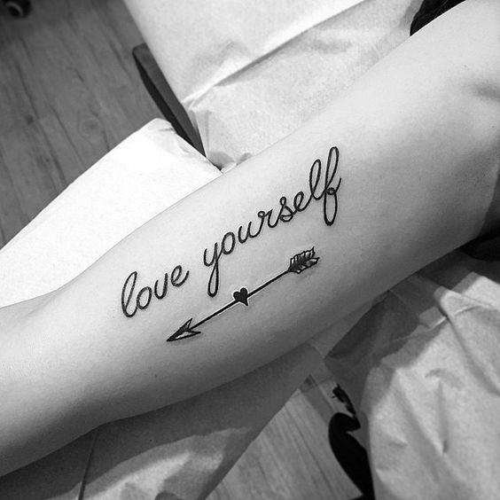 Womens Quotes And Arrow Tattoo On Arms