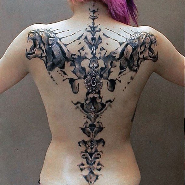 Womens Raging Beast Back Tattoo