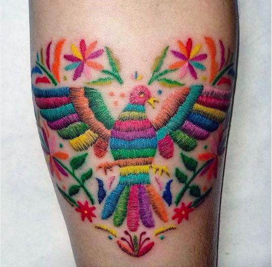 Womens Rainbow Bird 3D Tattoo