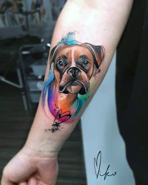 Womens Rainbow Dog Tattoo Boxer Breed