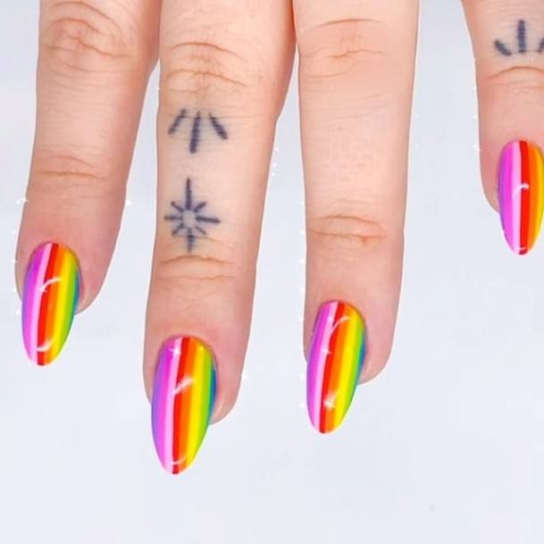 Womens Rainbow Girly Nail Designs