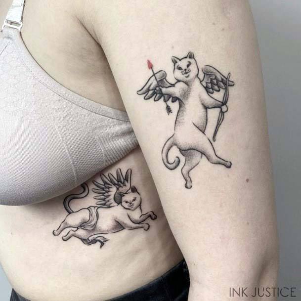 Womens Rare Angel Tattoo Animal Art