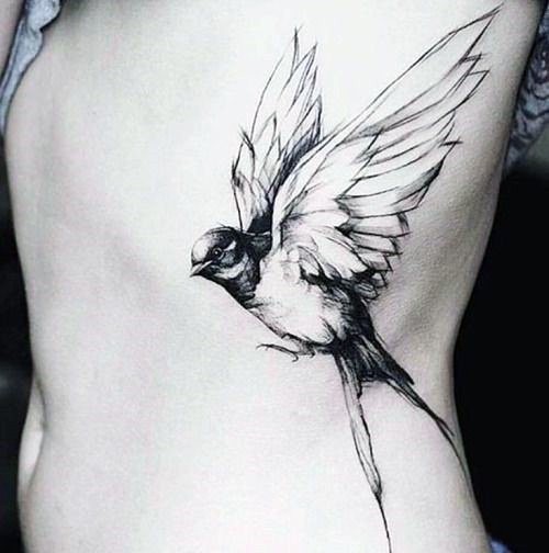 Womens Realistic Hummingbird Tattoo Torso