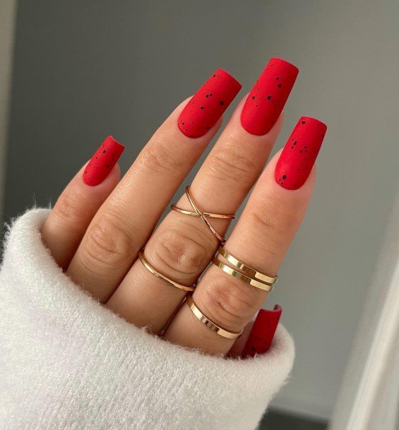 Womens Red And Black Good Looking Nails