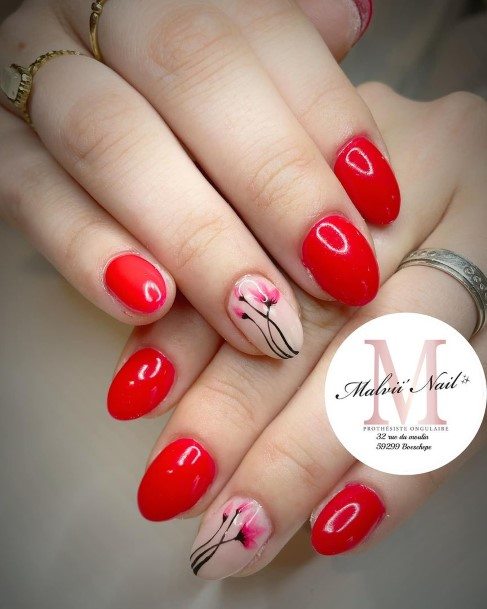 Womens Red And Black Nail Design Ideas