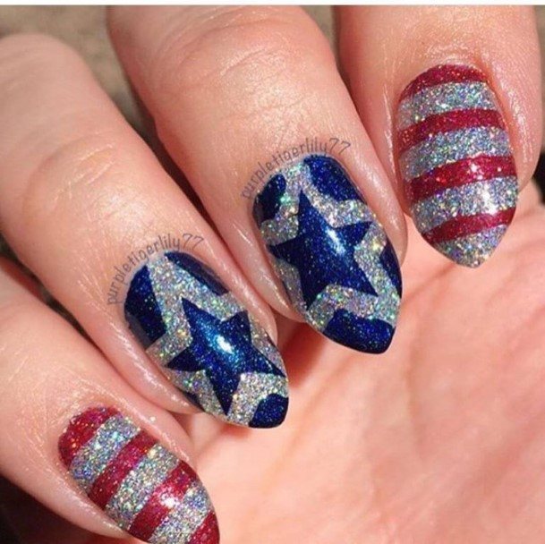 Womens Red And Blue Girly Nail Designs
